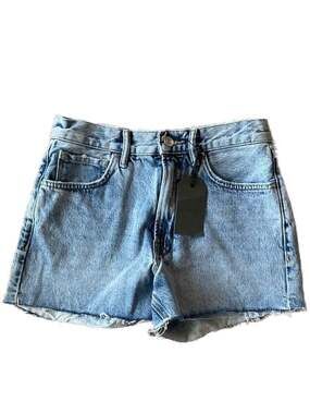 AllSaints Paula High Waist Denim Shorts in Light Indigo Blue